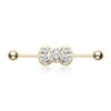 Golden Adorable Bow-Tie Sparkle WildKlass Industrial Barbell-WildKlass Jewelry
