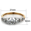 WildKlass Stainless Steel Ring Two-Tone IP Rose Gold Women AAA Grade CZ Clear-WildKlass Jewelry