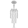 CZ Chandelier with Internally Threaded CZ Flower Top 316L Surgical Steel WildKlass Belly Button Navel Rings-WildKlass Jewelry