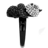 WildKlass Stainless Steel Cute Panda Ring Two-Tone IP Black Women Top Grade Crystal Black Diamond-WildKlass Jewelry