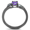 WildKlass Stainless Steel Ring IP Light Black (IP Gun) Women AAA Grade CZ Tanzanite-WildKlass Jewelry