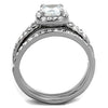 WildKlass Stainless Steel Ring High Polished Women AAA Grade CZ Clear-WildKlass Jewelry