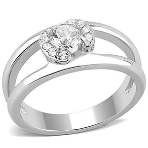 WildKlass Stainless Steel Ring High Polished Women AAA Grade CZ Clear-WildKlass Jewelry
