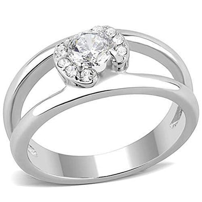WildKlass Stainless Steel Ring High Polished Women AAA Grade CZ Clear-WildKlass Jewelry