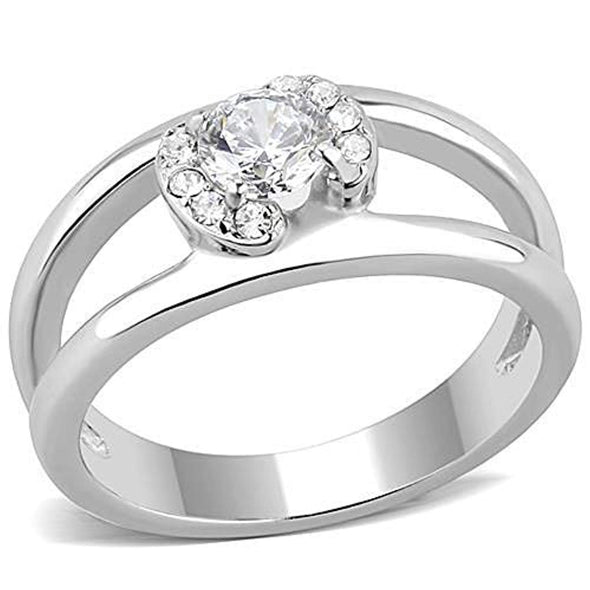 WildKlass Stainless Steel Ring High Polished Women AAA Grade CZ Clear-WildKlass Jewelry