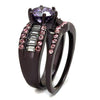 WildKlass Stainless Steel Ring IP Dark Brown (IP Coffee) Women AAA Grade CZ Amethyst-WildKlass Jewelry