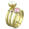 WildKlass Stainless Steel Ring IP Gold Women Top Grade Crystal White-WildKlass Jewelry