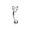 Heart Shape Gem Prong WildKlass Curved Barbell Eyebrow Ring-WildKlass Jewelry
