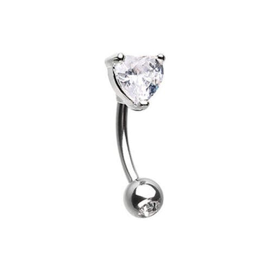 Heart Shape Gem Prong WildKlass Curved Barbell Eyebrow Ring-WildKlass Jewelry