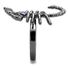 WildKlass Stainless Steel Ring IP Light Black (IP Gun) Women Top Grade Crystal Sapphire-WildKlass Jewelry