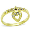 WildKlass Stainless Steel Heart Ring IP Gold Women Top Grade Crystal Clear-WildKlass Jewelry