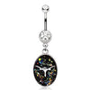 316L Stainless Steel Glitter Epoxy Longhorn Pendant Dangle WildKlass Navel Ring-WildKlass Jewelry