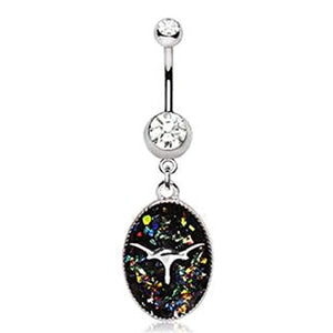 316L Stainless Steel Glitter Epoxy Longhorn Pendant Dangle WildKlass Navel Ring-WildKlass Jewelry