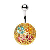 Gold Plated Fancy 3D Heart WildKlass Navel Ring-WildKlass Jewelry