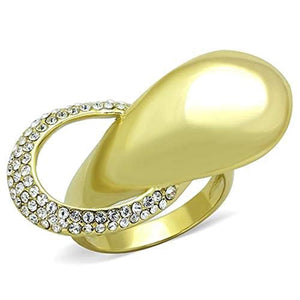 WildKlass Stainless Steel Ring IP Gold Women Top Grade Crystal Clear-WildKlass Jewelry