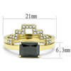 WildKlass Stainless Steel Ring IP Gold Women AAA Grade CZ Black Diamond-WildKlass Jewelry