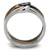 WildKlass Stainless Steel Ring Three Tone IP（IP Light Coffee & IP Light Black & High Polished Women-WildKlass Jewelry