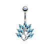 Marquise CZ Peacock 316L Surgical Steel WildKlass Belly Button Navel Rings-WildKlass Jewelry