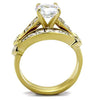 WildKlass Stainless Steel Ring IP Gold Women AAA Grade CZ Clear-WildKlass Jewelry