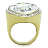 WildKlass Stainless Steel Ring Two-Tone IP Gold Women Top Grade Crystal Clear-WildKlass Jewelry