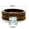 WildKlass Stainless Steel Ring IP Coffee Light Women AAA Grade CZ Clear-WildKlass Jewelry