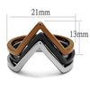 WildKlass Stainless Steel Ring Three Tone IP（IP Light Coffee & IP Light Black & High Polished Women-WildKlass Jewelry