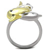 WildKlass Stainless Steel Ring Penguin Two-Tone IP Gold Women Top Grade Crystal Clear-WildKlass Jewelry