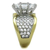 WildKlass Stainless Steel Ring Two-Tone IP Gold Women AAA Grade CZ Clear-WildKlass Jewelry