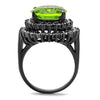 WildKlass Stainless Steel Ring IP Light Black (IP Gun) Women Synthetic Peridot-WildKlass Jewelry
