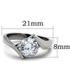 WildKlass Stainless Steel Solitaire Ring High Polished (no Plating) Women AAA Grade CZ Clear-WildKlass Jewelry