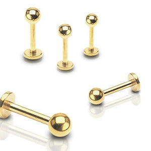 Gold Plated Over 316L Surgical Steel WildKlass Labret Studs-WildKlass Jewelry