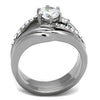 WildKlass Stainless Steel Ring High Polished (no Plating) Women AAA Grade CZ Clear-WildKlass Jewelry