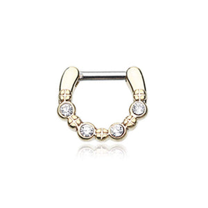 Golden Elan Multi-Gem WildKlass Septum Clicker-WildKlass Jewelry