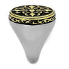 WildKlass Stainless Steel Ring Two-Tone IP Gold Men Epoxy Jet-WildKlass Jewelry