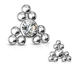 WildKlass CZ Center Triangle Ball Clusters Internally Threaded 316L Surgical Steel Dermal Top-WildKlass Jewelry