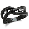 WildKlass Stainless Steel Ring IP Black Women Top Grade Crystal Clear-WildKlass Jewelry
