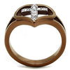 WildKlass Stainless Steel Ring Two Tone IP Light Brown (IP Light Coffee) Women Top Grade Crystal Clear-WildKlass Jewelry