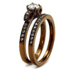 WildKlass Stainless Steel Ring IP Coffee Light Women AAA Grade CZ Clear-WildKlass Jewelry