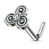 WildKlass CZ Centered Stacked Circles Tribal Top 316L Surgical Steel L Bend Nose Stud Rings-WildKlass Jewelry