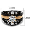 WildKlass Stainless Steel Ring IP Rose Gold+ IP Black Women AAA Grade CZ Clear-WildKlass Jewelry