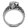 WildKlass Stainless Steel Ring High Polished (no Plating) Men Top Grade Crystal Emerald-WildKlass Jewelry