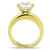 WildKlass Stainless Steel Wedding Ring IP Gold Women AAA Grade CZ Clear-WildKlass Jewelry