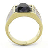 WildKlass Stainless Steel Ring IP GoldMen Synthetic Jet-WildKlass Jewelry