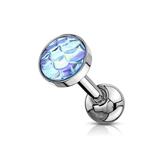 Fish Scale Flat Set Top 316L Surgical Steel WildKlass Ear Cartilage Barbell Rings-WildKlass Jewelry