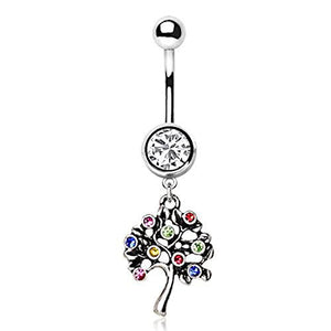 316L Stainless Steel Fruiting Tree of Life Dangle WildKlass Navel Ring-WildKlass Jewelry