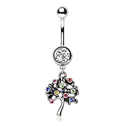 316L Stainless Steel Fruiting Tree of Life Dangle WildKlass Navel Ring-WildKlass Jewelry