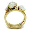 WildKlass Stainless Steel Ring IP Gold Women Synthetic White-WildKlass Jewelry