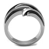 WildKlass Stainless Steel Ring Two-Tone IP Black Women-WildKlass Jewelry