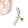 WildKlass Lined CZ Curve Top 316L Surgical Steel Ear Cartilage Barbell Studs-WildKlass Jewelry