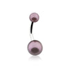 Double Luster Pearl Ball Steel Belly WildKlass Button Ring-WildKlass Jewelry